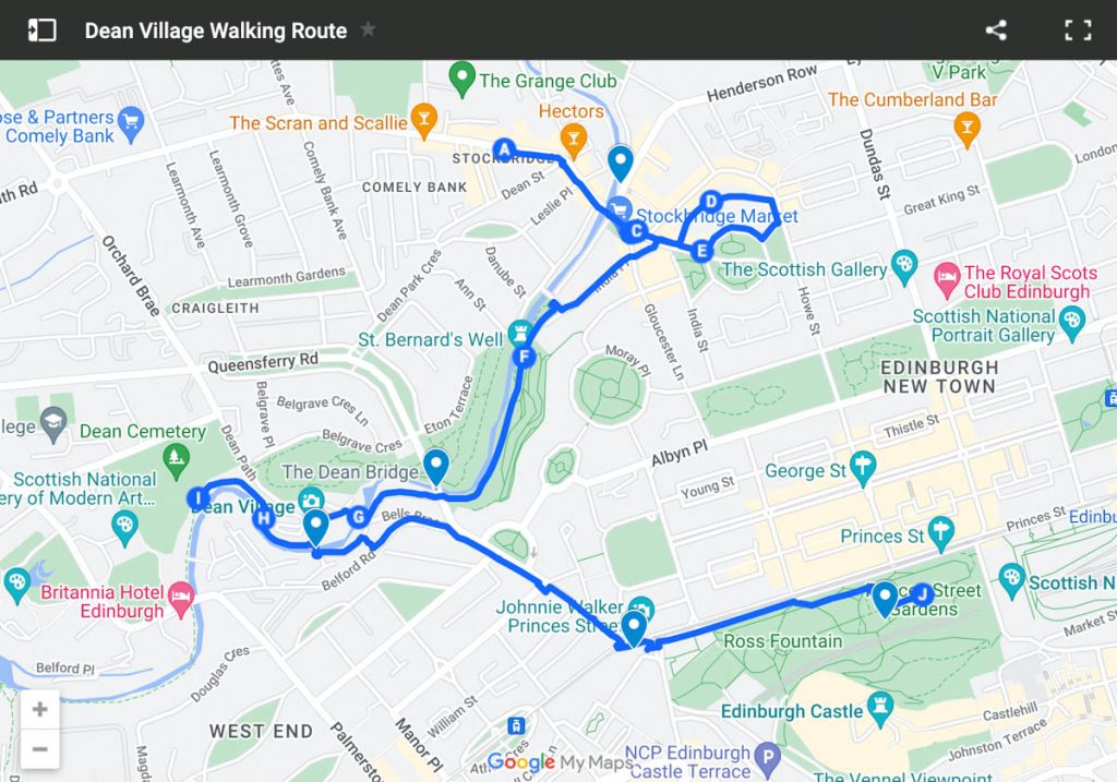 迪恩村爱丁堡步行路线图